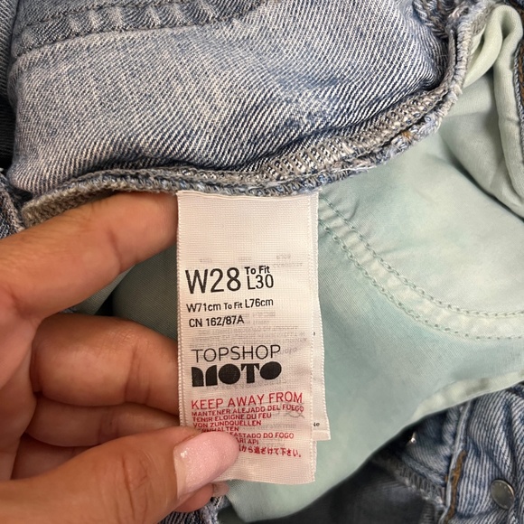 Topshop Moto Hayden Silver Foil Distressed Relaxed Fit Jeans W28 L30 - Picture 10 of 11